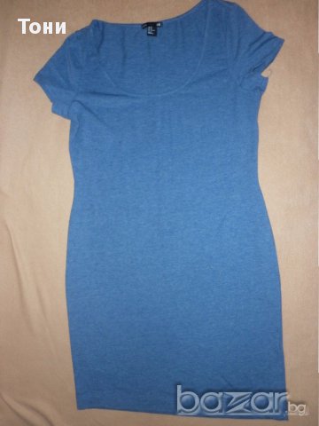 Синя  права рокля H&M basic, снимка 4 - Рокли - 15591591