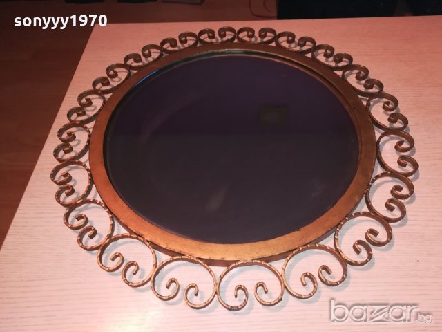 АНТИК-огледало 57см-ковано желязо-цвят злато-внос швеицария, снимка 6 - Антикварни и старинни предмети - 20291579