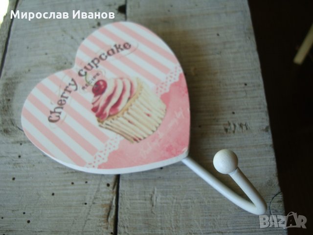 "Сърце"- дървена закачалка с метална кука, снимка 1