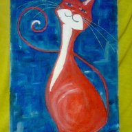 Картина котка темперни бои , снимка 1 - Картини - 13262926