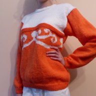 Ръчно плетена оранжева блузка, снимка 1 - Блузи с дълъг ръкав и пуловери - 15347523