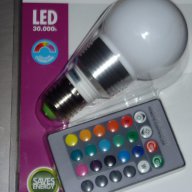 LED 9W RGB лампа с дистанционно управление Е27 220V, снимка 1 - Лед осветление - 13312756