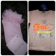 Комплект детска фанелка и чорапки в розово за 6,7 годишно момиченце, снимка 1 - Детски комплекти - 13593534