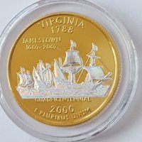 State Quarter 25 cents GOLDEN PLATED 2000-D VIRGINIA 1788 UNC, снимка 5 - Нумизматика и бонистика - 19323120