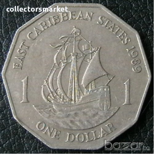 1 долар 1989, Източно Карибски Щати, снимка 1