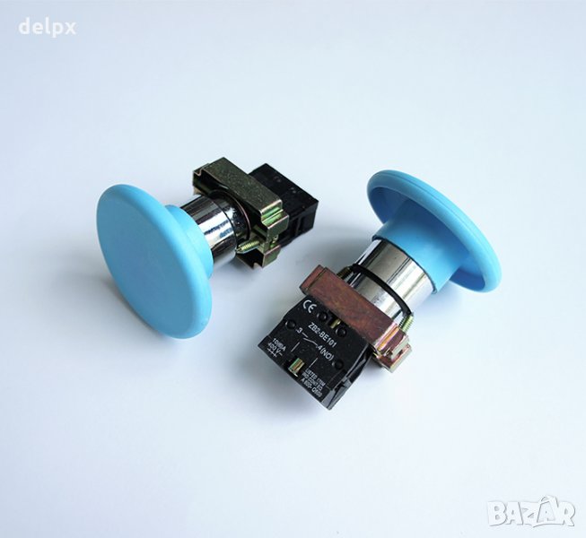 Бутон голям незадържащ НО син 250V 10A 40x30mm, снимка 1