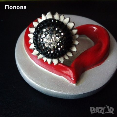 Сребърен пръстен с емайл и Сваровски кристали нов