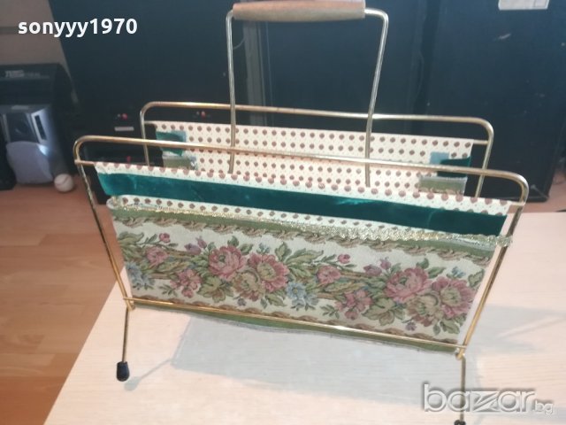 поставка за вестници-в златисто-метал и плат-внос швеицария, снимка 3 - Антикварни и старинни предмети - 21151180