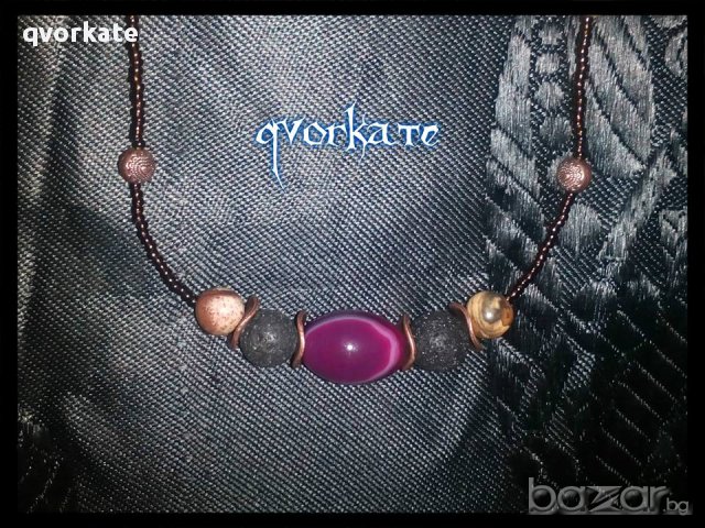 Колие от ахат, снимка 2 - Колиета, медальони, синджири - 16087570