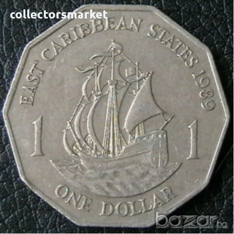 1 долар 1989, Източно Карибски Щати, снимка 1 - Нумизматика и бонистика - 16039435
