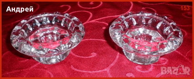 Комплект кристални свещници за романтична среща,изработени във Франция, снимка 2 - Декорация за дома - 23421799