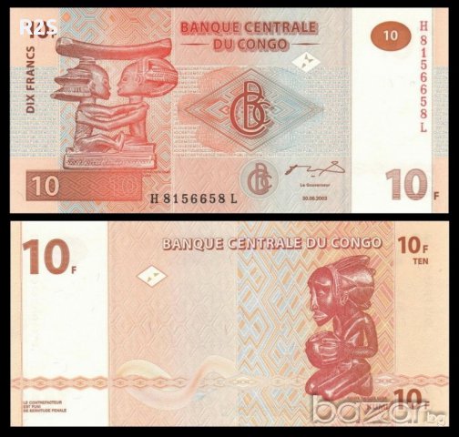 КОНГО CONGO 10 Francs, P93, 2003 UNC, снимка 1 - Нумизматика и бонистика - 8671849