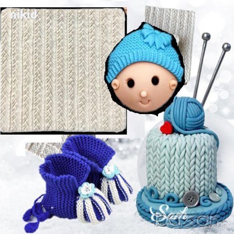 Едра плетка плетиво прежда текстура силиконов молд форма 