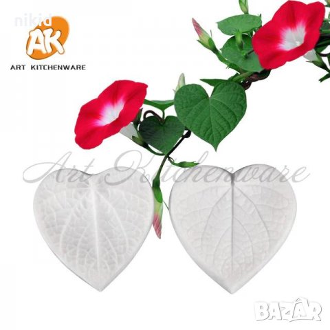 Ипомея фунийки 2 части сърцевидни листа силиконов молд вейнър вайнър украса фондан шоколад торта