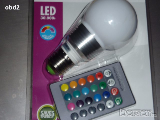LED 9W RGB лампа с дистанционно управление Е27 220V, снимка 1 - Лед осветление - 13312756