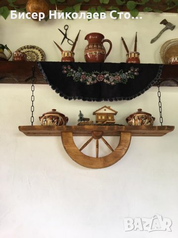 Дървени стенни рафт-етажерки с ръчно изработени колела!