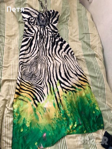 Дамска дълга сатенена зеброва рокля