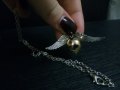 Дамско колие ангелски крила криле с топче метал златисто  сребристо, снимка 5