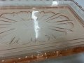 Стар стъклен поднос розово стъкло, снимка 7