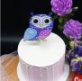 Бухал Сова красив цветен твърд Акрил топер за торта украса, снимка 1 - Други - 26107679