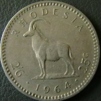 2½ шилинга = 25 цента 1964, Родезия, снимка 1 - Нумизматика и бонистика - 21161589