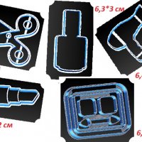 Козметика сенки червило лак сешоар ножица пластмасови резци форми фондан тесто бисквитки, снимка 1 - Форми - 25415229