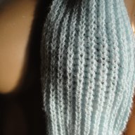 Нов кокетен син зимен дамски шал, наметка, болеро, шапка, блуза, снимка 5 - Шалове - 8472899