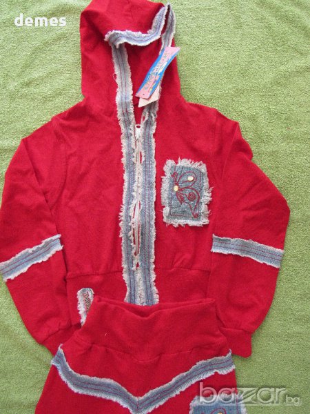 Спортен комплект от червен суичър и панталон, нов, размер 116, снимка 1