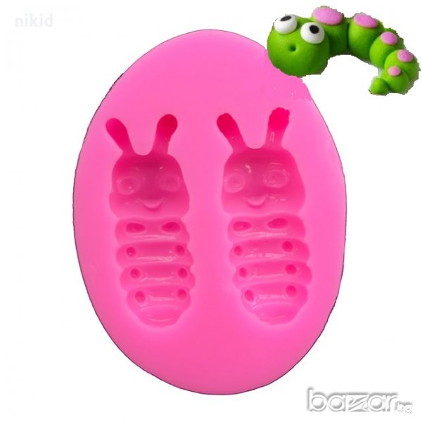 Ларва гъсеничка червейче силиконов молд форма за декорация торта фондан шоколад и др, снимка 1