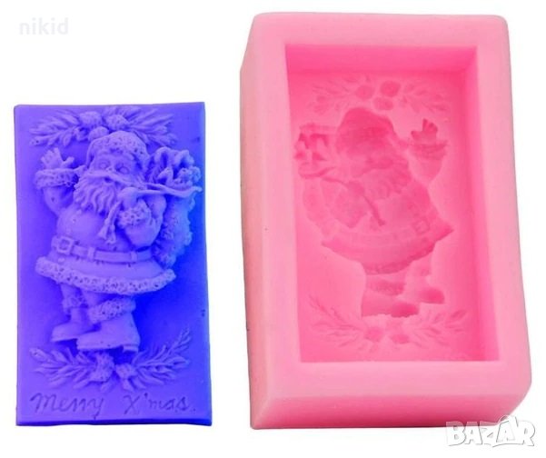 Merry Xsmas Дядо Коледа с чувал дълбок силиконов молд форма за украса торта фондан гипс сапун шокола, снимка 1