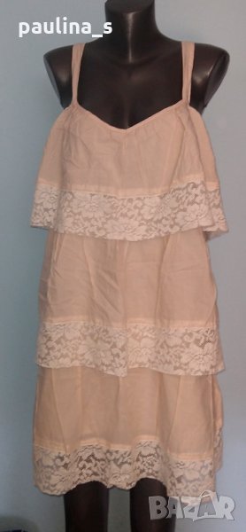 Етажирана памучна рокля "Н&М" с дантела, снимка 1