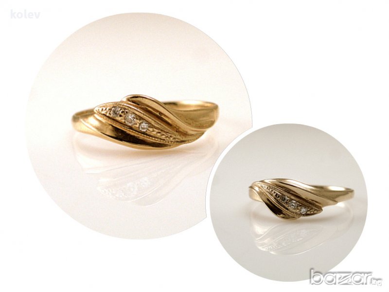 златен пръстен с цирконии -евгения- 1.87 грама/размер №61.5, снимка 1