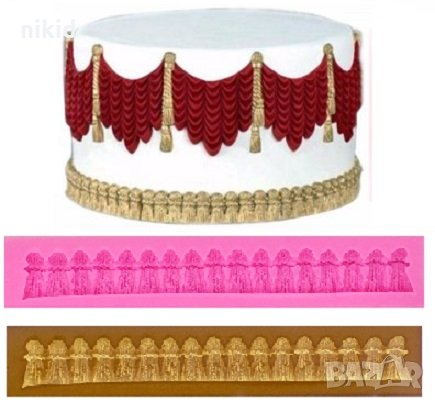 Къси пискюли борд кант силиконов молд форма украса торта фондан шоколад и др, снимка 1