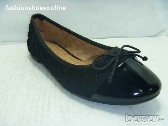 Дамски обувки EST INT-197 черни лак и велур, панделка, снимка 1