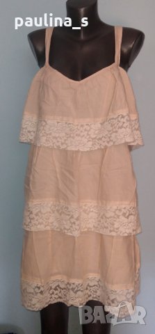 Етажирана памучна рокля "Н&М" с дантела