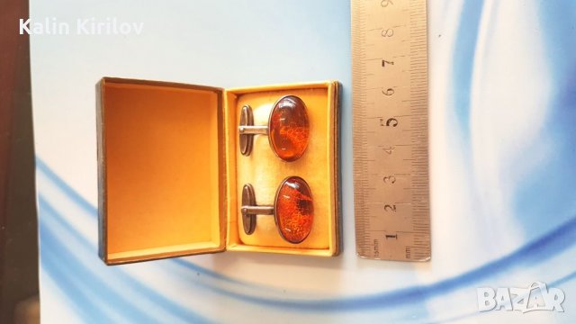 Кехлибарени копчета за ръкавели, снимка 1 - Антикварни и старинни предмети - 25108392