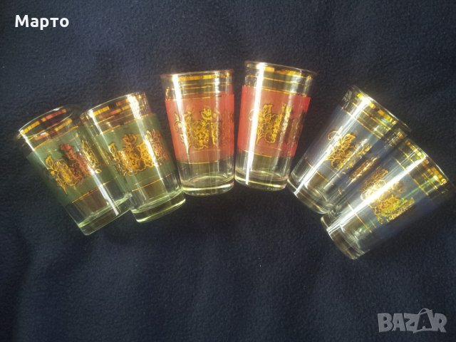 комплект 6 чаши в три цвята ракиени, снимка 1 - Чаши - 24010305