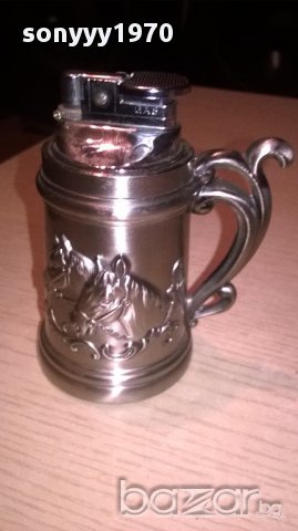 *Ретро запалка-халба с коне и подкова 11/9/6см-внос швеицария, снимка 5 - Антикварни и старинни предмети - 16395758