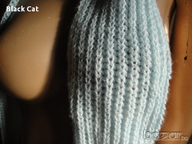 Нов кокетен син зимен дамски шал, наметка, болеро, шапка, блуза, снимка 5 - Шалове - 8472899