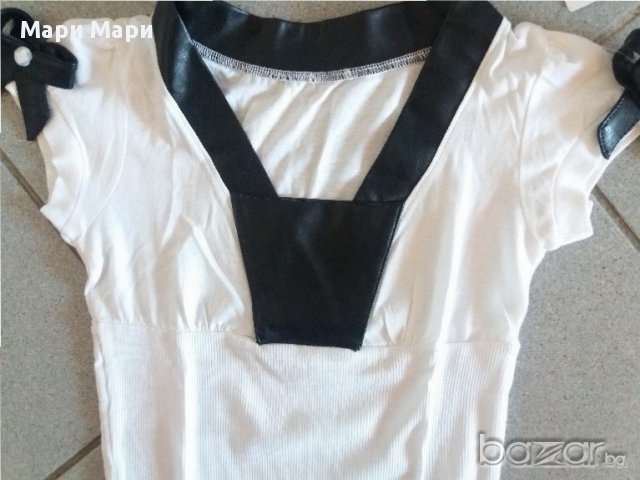 Дамски блузи рипс бяла рипс с кожа, снимка 1 - Тениски - 16286361