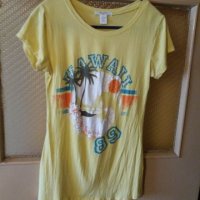Дам.тениска-"Love Jo"-slim fit-/памук+ликра/-св.жълта. Закупена от Италия., снимка 1 - Тениски - 21963079