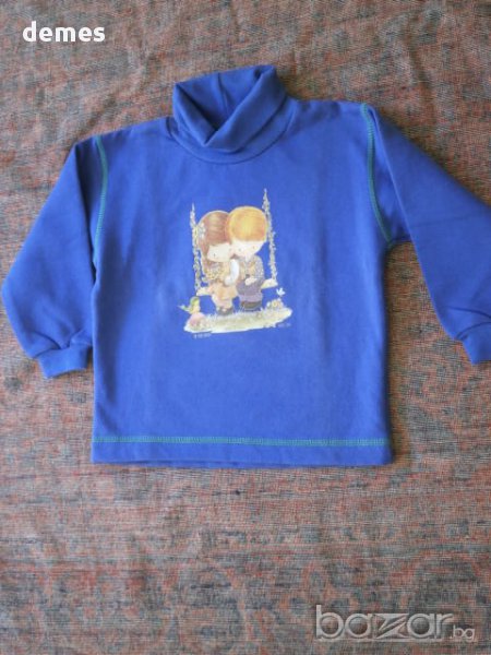 Ватирано детско поло в турско синьо с щампа, ново, номер 30 , снимка 1