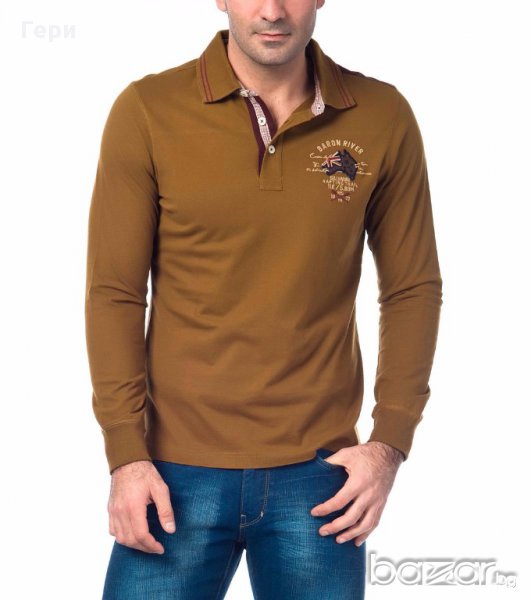 Памучна мъжка блуза в нюанс на кафяво марка Galvanni, снимка 1
