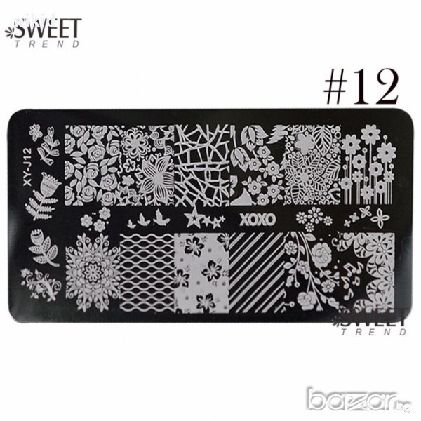 плочка / щампа шаблон за печат на нокти - Нова XY-J12 маникюр, снимка 1