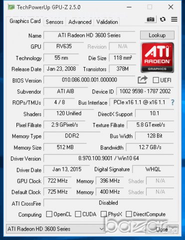 Продавам видео карта: HIS ATI Radeon HD3650 512MB 128bit DDR2 2xDVI TV , снимка 4 - Видеокарти - 20942398