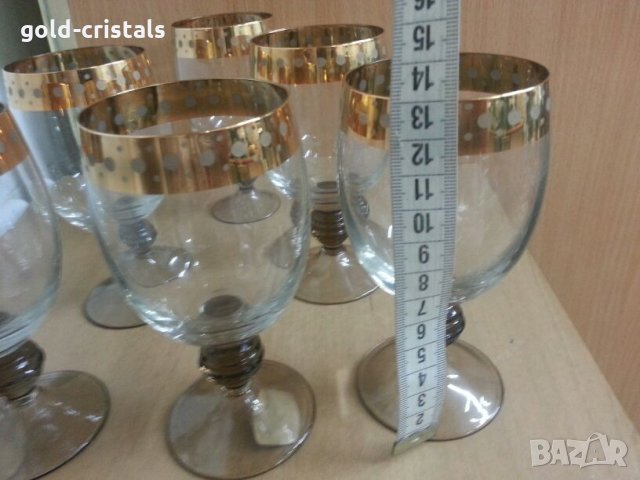  руски кристални чаши с златен кант , снимка 6 - Антикварни и старинни предмети - 25718493