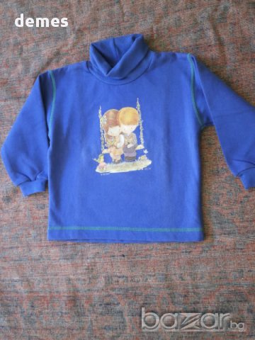 Ватирано детско поло в турско синьо с щампа, ново, номер 30 