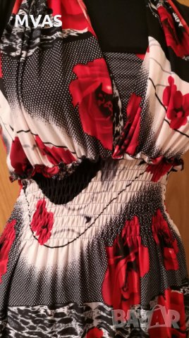 Нова лятна рокля S с червени рози с етикет, снимка 3 - Рокли - 25714443