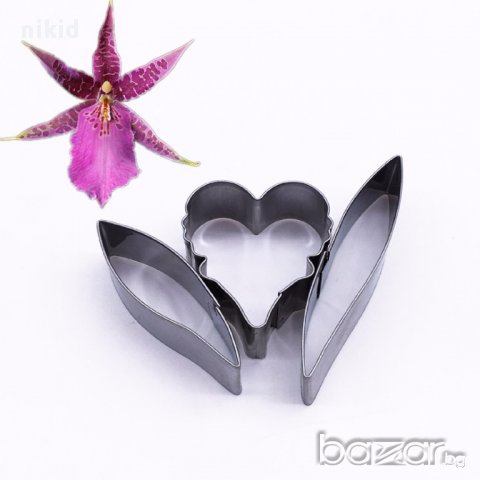 Милтасия Орхидея 3 части метални резци направа на цвете украса декорация торта шоколад фондан