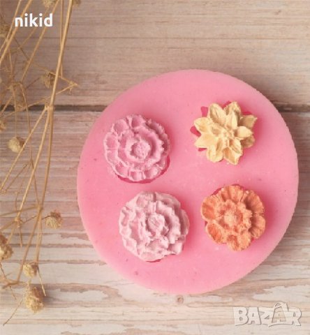 4 различни напластени цветя силиконов молд форма за декорация и украса торта фондан шоколад